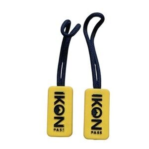 Ikon Ski Pass Zipper Pull Tabs Jacket Backpack Replacement Yellow Blue